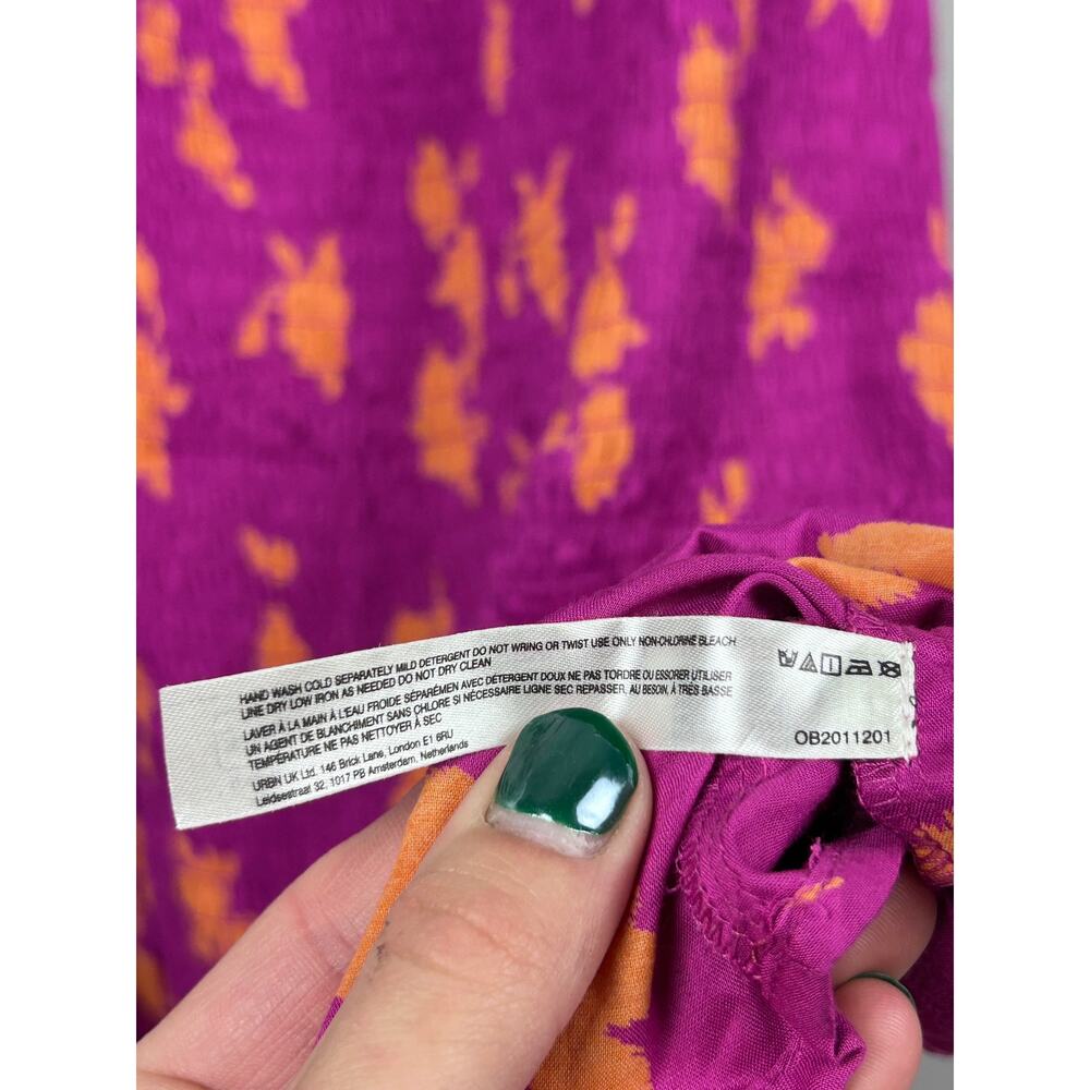 Anthropologie Purple Orange Floral Smocked Off The Shoulder Midi Dress XL NWT - Picture 7 of 8